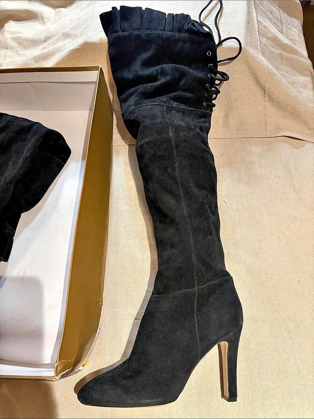 Franco Sarto Over-the-Knee Boots in Blacj Suede US 10